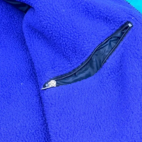 Vintage LL Bean Warm-Up Jacket Mens Large Teal Purple Fleece Lined Made in USA